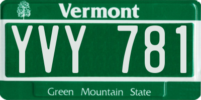 VT license plate YVY781