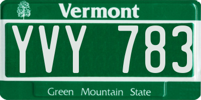 VT license plate YVY783