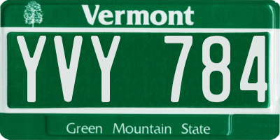 VT license plate YVY784