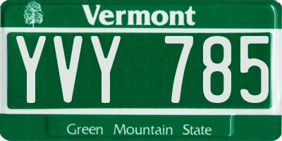 VT license plate YVY785