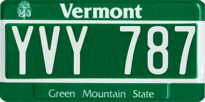 VT license plate YVY787