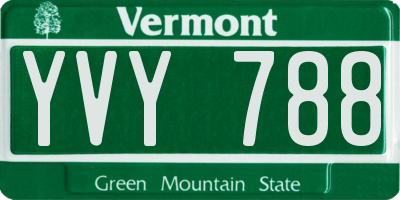 VT license plate YVY788