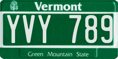 VT license plate YVY789