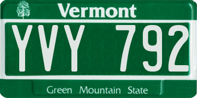 VT license plate YVY792