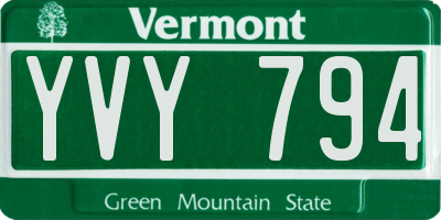 VT license plate YVY794