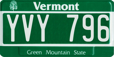 VT license plate YVY796