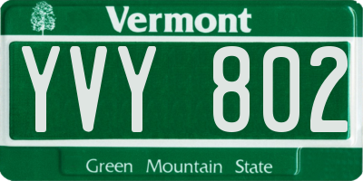 VT license plate YVY802