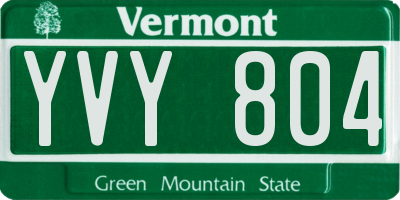 VT license plate YVY804