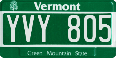 VT license plate YVY805