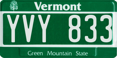 VT license plate YVY833