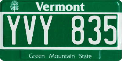 VT license plate YVY835