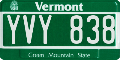 VT license plate YVY838