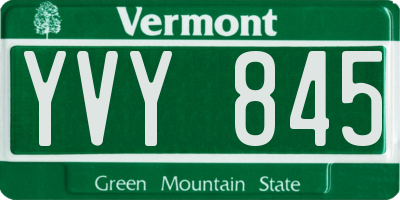 VT license plate YVY845