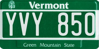 VT license plate YVY850