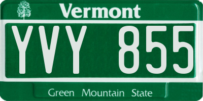 VT license plate YVY855