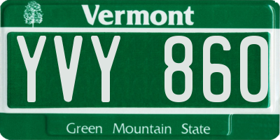 VT license plate YVY860