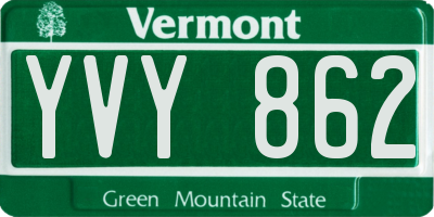 VT license plate YVY862