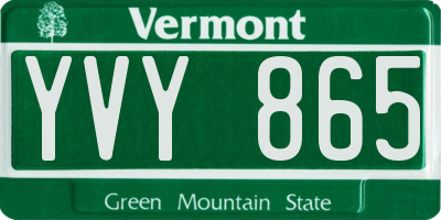 VT license plate YVY865