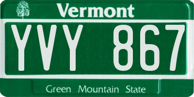 VT license plate YVY867