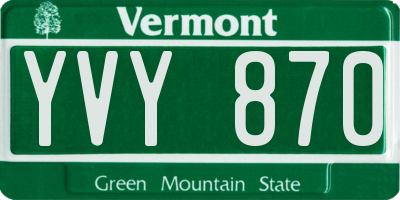 VT license plate YVY870