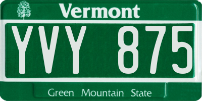VT license plate YVY875
