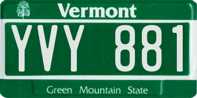 VT license plate YVY881