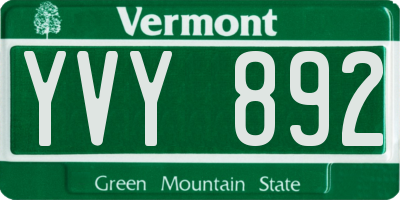 VT license plate YVY892