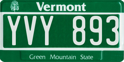 VT license plate YVY893
