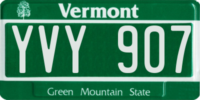 VT license plate YVY907