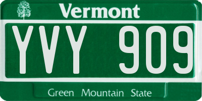 VT license plate YVY909