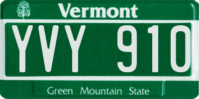 VT license plate YVY910