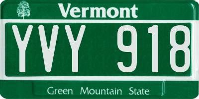 VT license plate YVY918