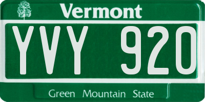 VT license plate YVY920
