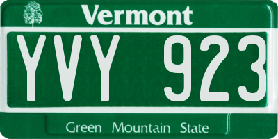 VT license plate YVY923