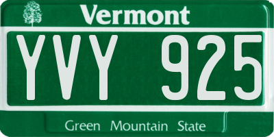 VT license plate YVY925