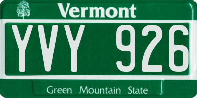 VT license plate YVY926