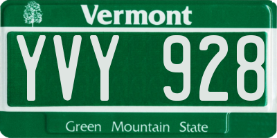 VT license plate YVY928