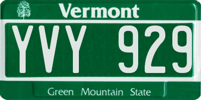 VT license plate YVY929