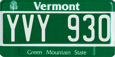 VT license plate YVY930