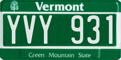 VT license plate YVY931