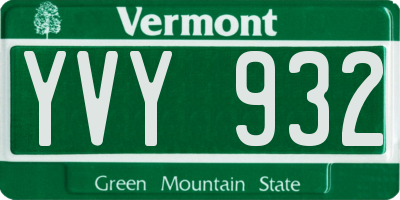 VT license plate YVY932
