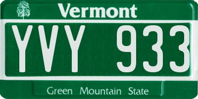 VT license plate YVY933