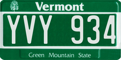 VT license plate YVY934