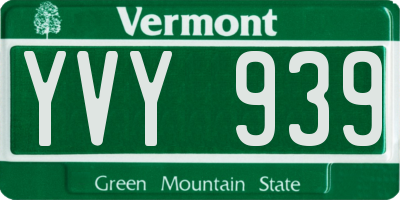 VT license plate YVY939