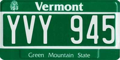 VT license plate YVY945