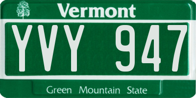 VT license plate YVY947