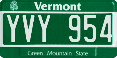 VT license plate YVY954