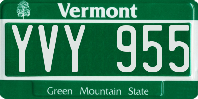 VT license plate YVY955