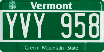 VT license plate YVY958