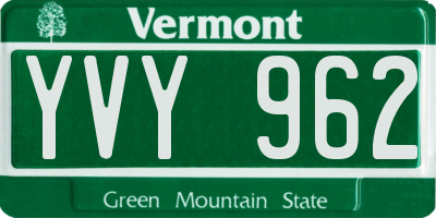 VT license plate YVY962